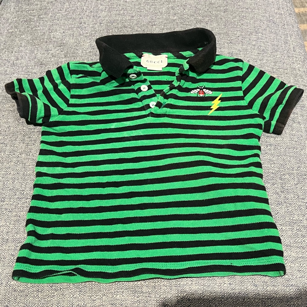 💎 Gucci 💎 Toddler Little boys size 4 short sleeve polo collared stripe shirt
